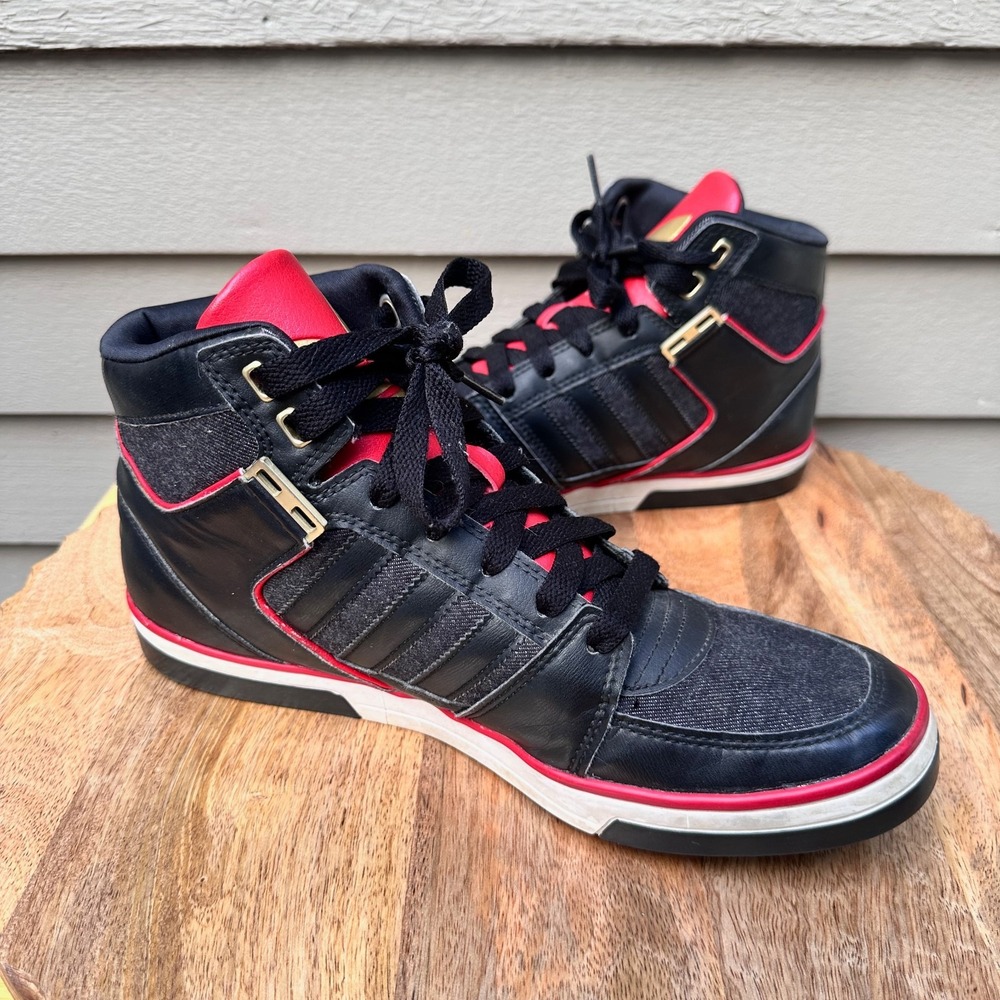 Adidas Hard Court High Mens 9 Black Red Gold High Top Sneakers G68503 2013